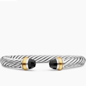 David Yurman Sterling Silver with 14K Yellow Gold and Black Onyx, 7mm